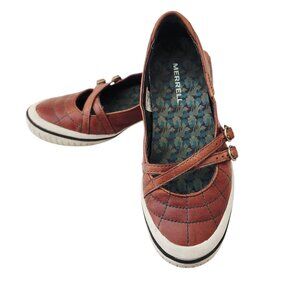 Merrell Zodiac Ginger Shoes Womens Size 7 Brown Leather Mary Jane Comfort Buckle